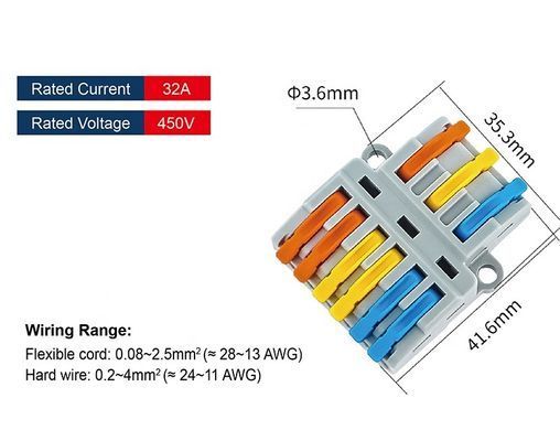 Клемма проходная ENERGIO CMK-423-6&nbsp;3-6отв. с зажимом