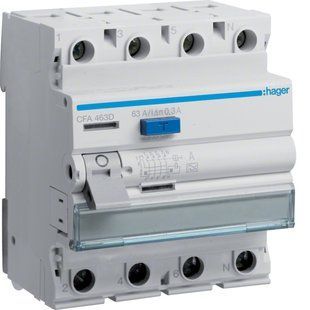 Дифреле ПЗВ Hager 63А 300mA 4P 6kA тип А