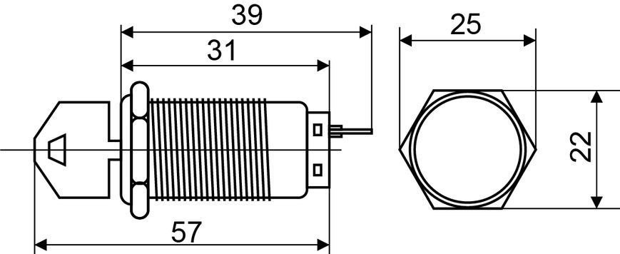 Переключатель секторный металлический ENERGIO TY19C-K112 1-0 с ключом 1NO+1NC