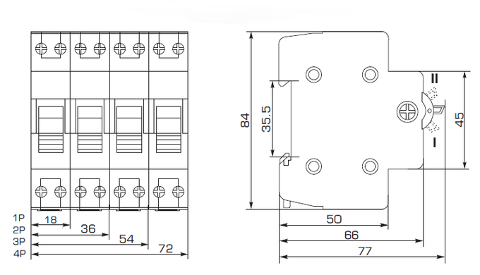 Переключатель нагрузки CNC (1-0-2) 40A 1P