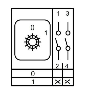 Переключатель кулачковый пакетный ENERGIO 0-1 2P 20А/1