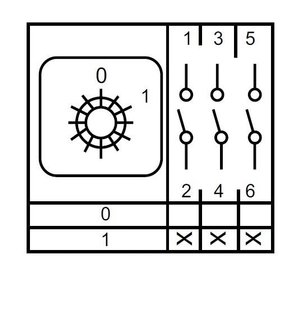 Переключатель кулачковый пакетный ENERGIO 0-1 3P 20А/1